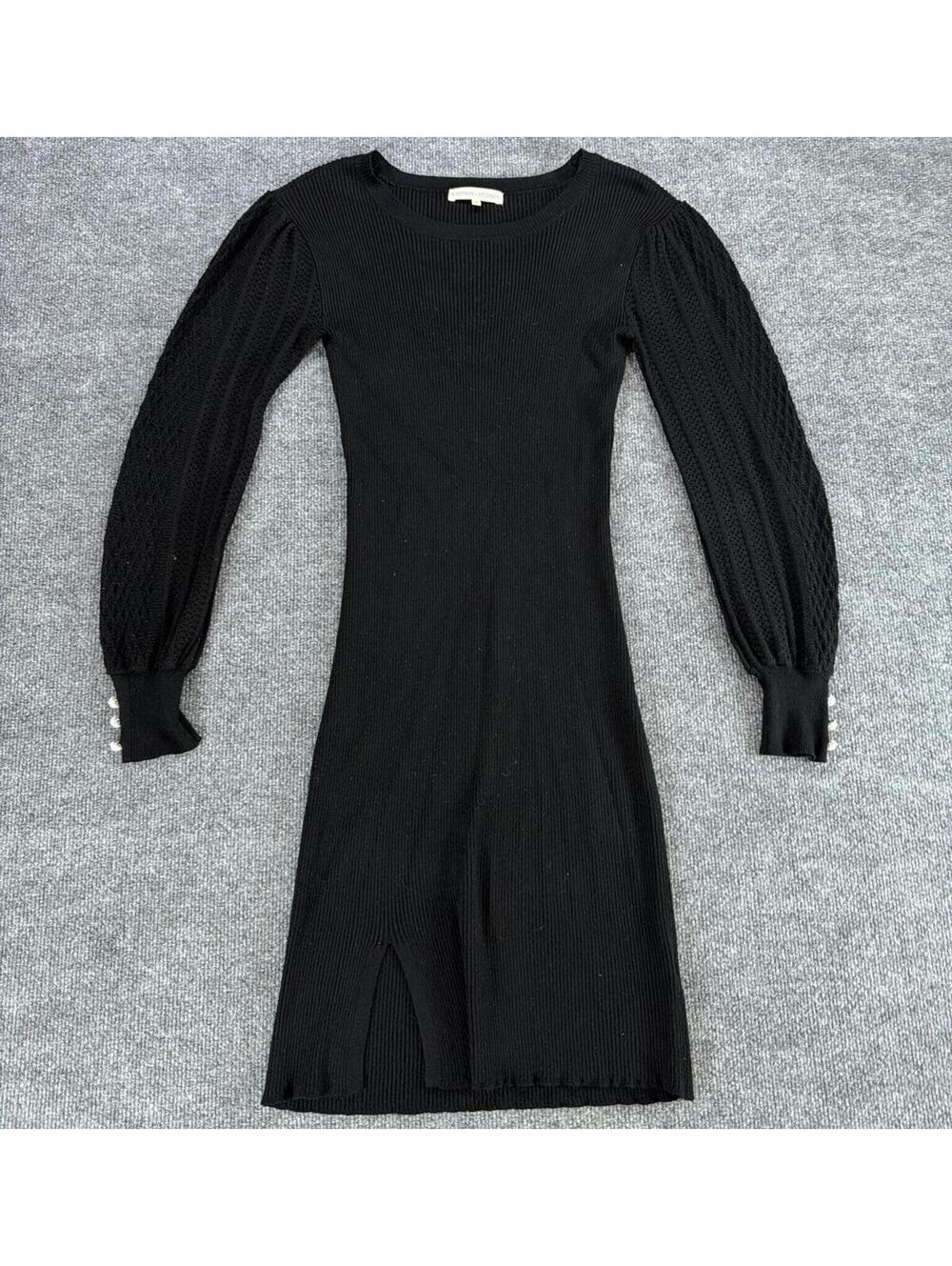 Madison + Hudson Black Long Sleeve Knit Goth Dress Small - Whimsigoth, Solid